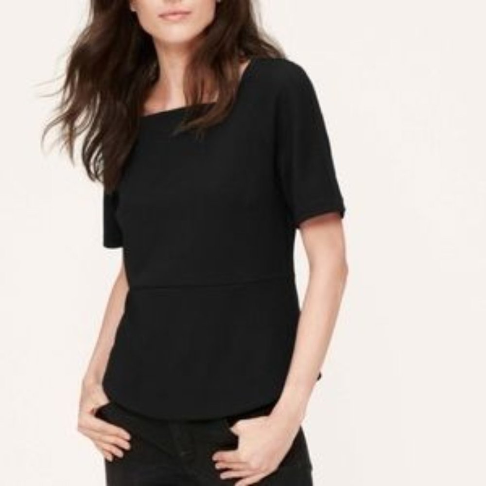 NWOT LOFT Square Neck Short Sleeve Shirt - Black